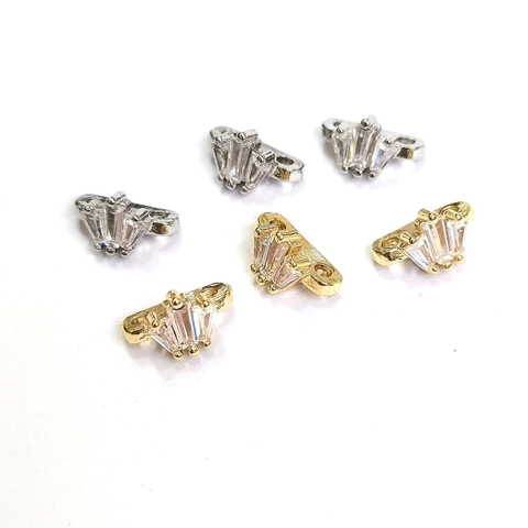 Pendentif en Cuivre avec Micro Zirconia en Forme de Coeur Papillon Fleur Couronne Accessoire de Bijoux DIY Bracelet Plaque Or 14K Pendentif pour Fabrication de Bijoux