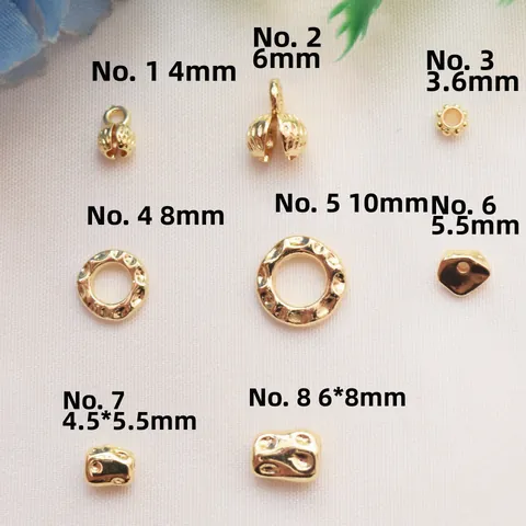 DIY Jewelry Making Findings Gold Plated Metal Irregular Pebble Spacer Beads Hammered Rings For Bracelet Necklace Handmade Craft