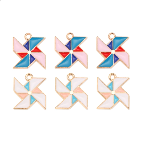 Colorful Alloy Windmill Pendant For DIY Jewelry Making Handmade Bracelet Necklace Accessories Enamel Charm Drip Oil Style