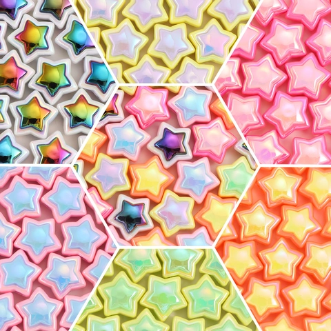 Multi Color Five-pointed Star Acrylic Beads AB Rainbow Gradient Star Shaped DIY Loose Spacer Beads For Jewelry Making