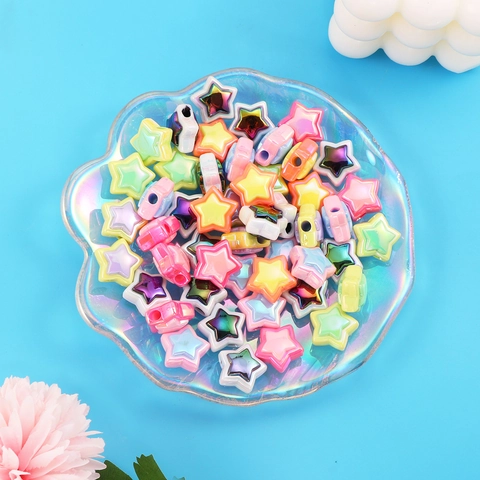 Multi Color Five-pointed Star Acrylic Beads AB Rainbow Gradient Star Shaped DIY Loose Spacer Beads For Jewelry Making