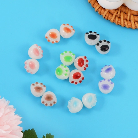 Acrylic Cat Paw Loose Beads For DIY Jewelry Making Colorful Animal Shape Handmade Beads Accessories For Bracelets Necklaces