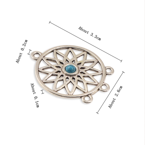 Bohemian Alloy Dreamcatcher Charms Vintage Silver Hollow Web Floral Pendants Blue Beads For DIY Jewelry Necklace Earrings