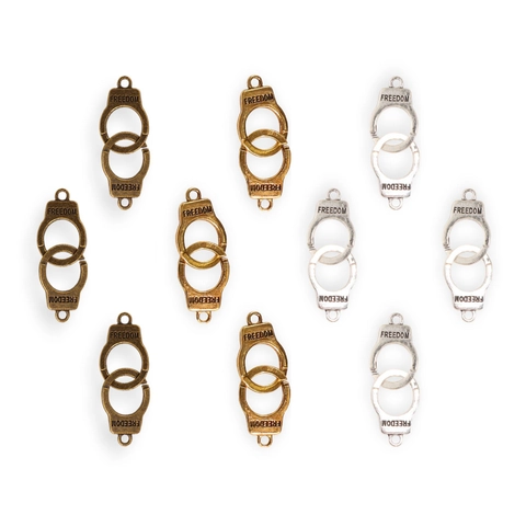 Alloy Handcuff Charms With Freedom Letter Vintage Punk Style DIY Pendants For Necklace Bracelet Making Jewelry Accessory
