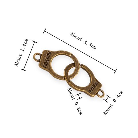 Alloy Handcuff Charms With Freedom Letter Vintage Punk Style DIY Pendants For Necklace Bracelet Making Jewelry Accessory