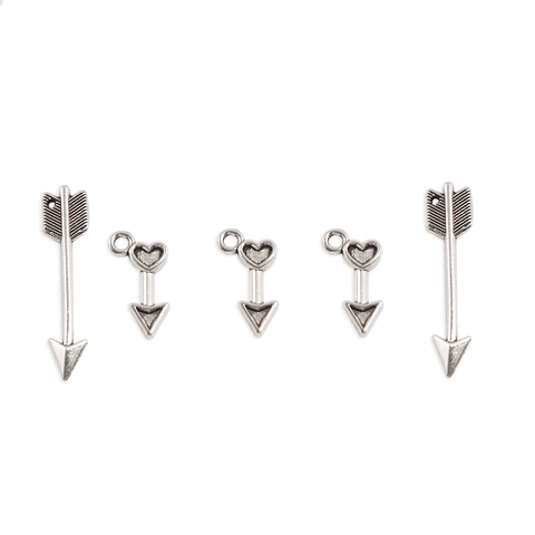 Vintage Retro Silver Alloy Heart Arrow Pendants For DIY Jewelry Making Handmade Necklace Bracelet Accessory Charms Accessory