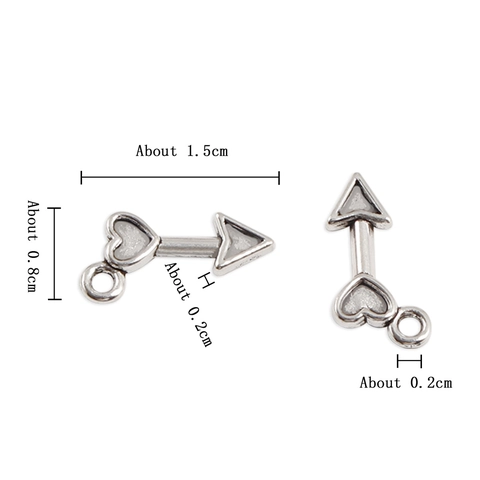 Vintage Retro Silver Alloy Heart Arrow Pendants For DIY Jewelry Making Handmade Necklace Bracelet Accessory Charms Accessory