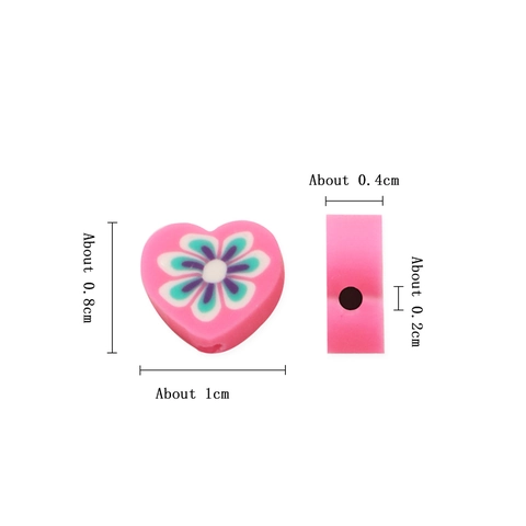 Pink Heart Polymer Clay Flower Beads DIY Jewelry Making Accessories Handmade Loose Heart Beads For Bracelet Necklace