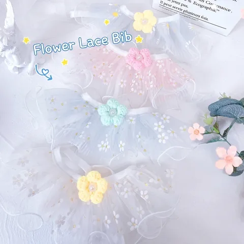 Collare in Pizzo con Fiori per Animali Domestici Bavaglino in Rete con Fiore all'Uncinetto Perla Artificial per Gatti Cani Piccoli