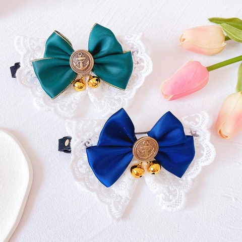 Princess Style Pet Lace Bow Collar With Bell Adjustable Polyester Neck Strap For Small Dogs And Cats Sweet Pet Neckwear