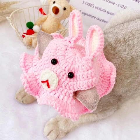 Sombrero de Conejo para Mascotas Hecho a Mano a Ganchillo Lindo Gorro de Punto para Gato Perro Disfraz de Conejito Fiesta