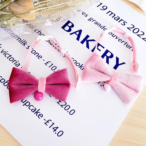 Verstellbares Samt Haustier Fliege Halsband Mit Glocke Süße Rosa Rosarote Schleife Katze Hund Halskette Für Kleine Hunde Katzen Welpen Dekoration