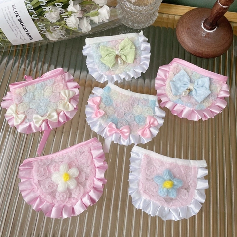 Bavoir en Dentelle pour Animaux de Compagnie Nœud en Organza Perle Collier Décoratif Écharpe pour Chat Chien Anniversaire Mariage Fête Accessoires Photo