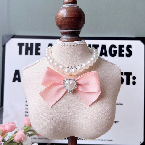 Süßes Haustier Perlen Halsband Mit Schleife Und Strass Prinzessin Stil Katze Hund Halsband