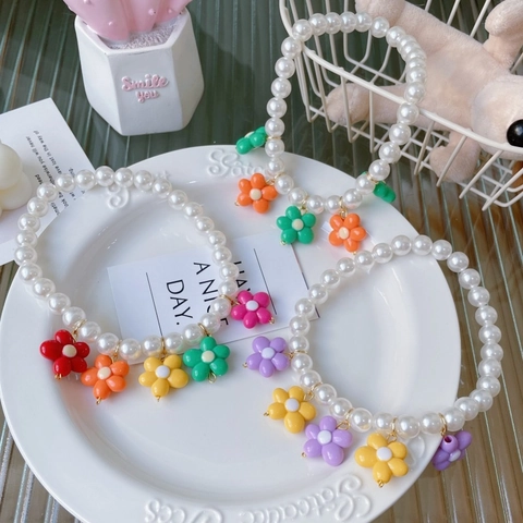 Collar Para Mascotas De Estilo Coreano Hecho A Mano Con Flores De Perlas Artificiales Y Resina Colorida Collar Para Perros Y Gatos Accesorio Decorativo Para Fiestas Cumpleaños Bodas
