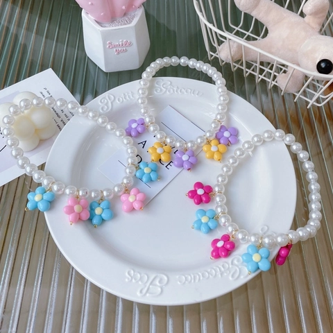 Collar Para Mascotas De Estilo Coreano Hecho A Mano Con Flores De Perlas Artificiales Y Resina Colorida Collar Para Perros Y Gatos Accesorio Decorativo Para Fiestas Cumpleaños Bodas