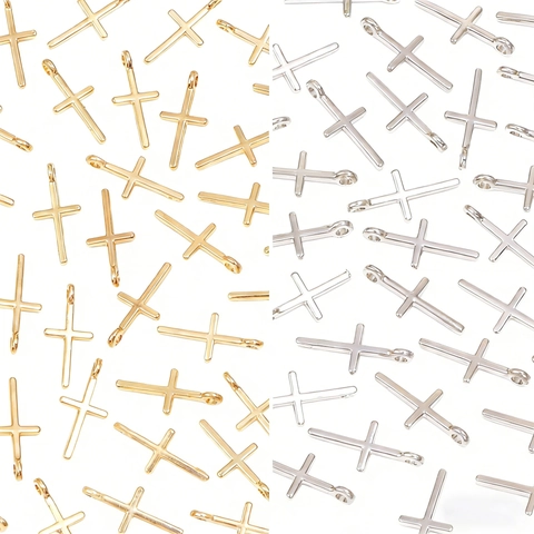 Ciondoli a Croce in Lega Minimalista per DIY Collana Bracciale Creazione di Gioielli Ciondoli Crocifisso Religioso Oro Argento Colore Ciondoli