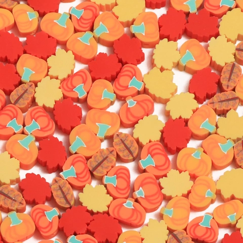 Polymer Clay Mixed Autumn Pumpkin Maple Leaf Loose Beads For DIY Jewelry Making Halloween Bracelet Necklace Accessories
