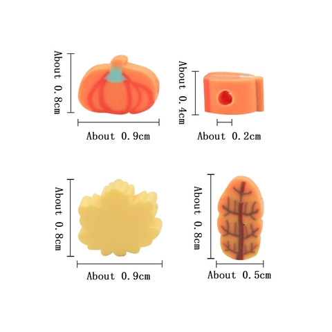 Polymer Clay Mixed Autumn Pumpkin Maple Leaf Loose Beads For DIY Jewelry Making Halloween Bracelet Necklace Accessories