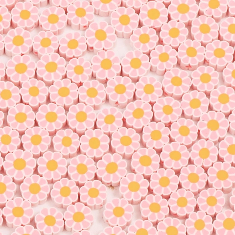 Perles en Vrac en Pâte Polymère Fleur Rose pour la Fabrication de Bijoux DIY Bracelet Collier Artisanat Fait à la Main