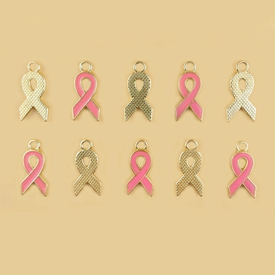 Alloy Ribbon Enamel Charms Pendants For DIY Jewelry Making Bracelet Necklace Handmade Craft Awareness Ribbon Accessories