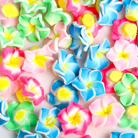 Perles en Vrac en Pâte Polymère de Fleur de Frangipanier Faites à la Main pour la Fabrication de Bijoux DIY Accessoires de Collier