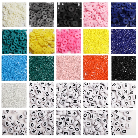 DIY Sieraden Maken Set 24 Vakken Alfabet Acryl Kralen Kleurrijke Glazen Kralen Polymeerklei Heishi Kralen Set Voor Armband Ketting Handgemaakte Ambacht