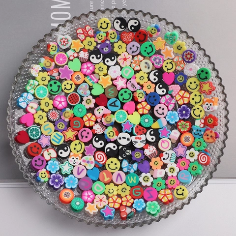 Perles en Pâte Polymère pour Création Bijoux DIY Visage Souriant Fleur Fruit Tai Chi Tranches Bracelet Collier Accessoires