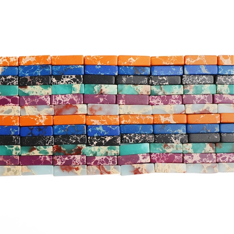 Natural Stone Rectangular Column Beads For DIY Jewelry Making Polished Jasper Imperial Stone Spacers For Bracelet Necklace