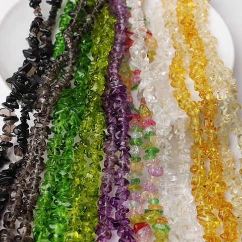 Irregular Glass Chip Beads For DIY Jewelry Making Natural Style Long Strand Lacquered Loose Beads For Necklace Bracelet