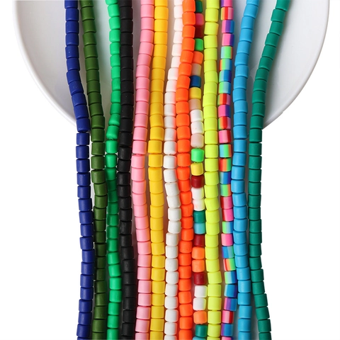 Handcrafted Colorful Polymer Clay Tube Beads Round Barrel Spacer Beads For DIY Bracelet Necklace Jewelry Making Accessories