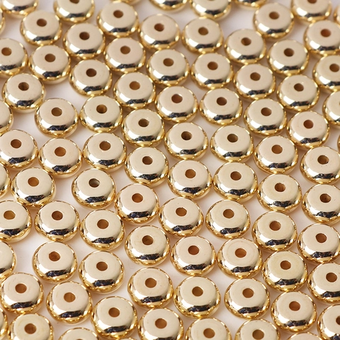 CCB Gold Plated Flat Rondelle Spacer Beads For DIY Jewelry Making Handmade Bracelet Necklace Loose Beads Findings