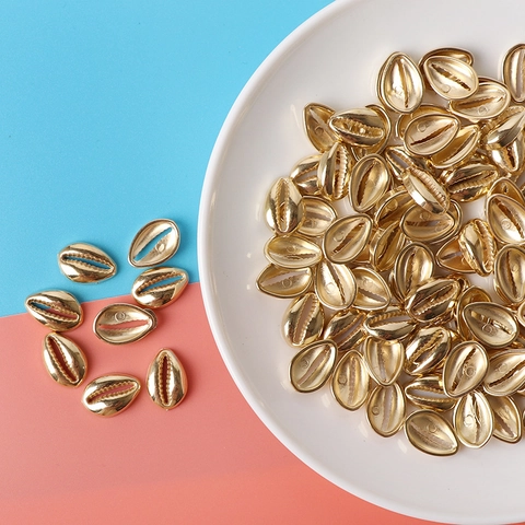 Gold Shell Beads CCB Plastic Material Cowrie Shell Charm For DIY Jewelry Making Bracelet Necklace Minimalist Fashion Accessory