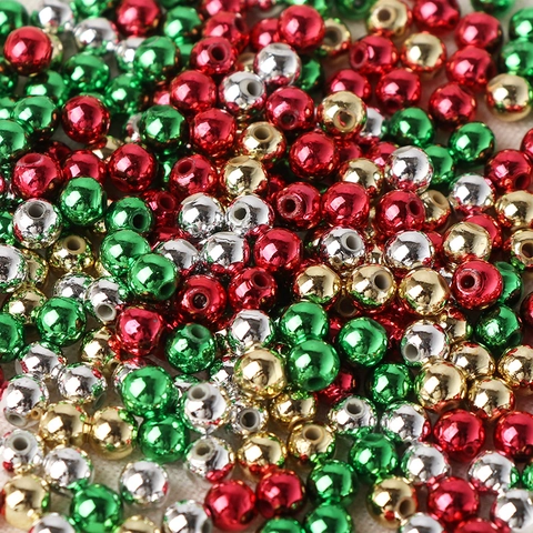 Metallic Round CCB Plastic Electroplated Beads 6mm Loose Spacer Beads For DIY Jewelry Making Bracelet Necklace Accessories