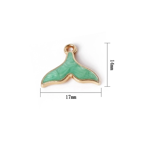 Alloy Fish Tail Pendant Enamel Whale Tail Charms Green Marble Pattern DIY Necklace Bracelet Earring Making Jewelry Accessory