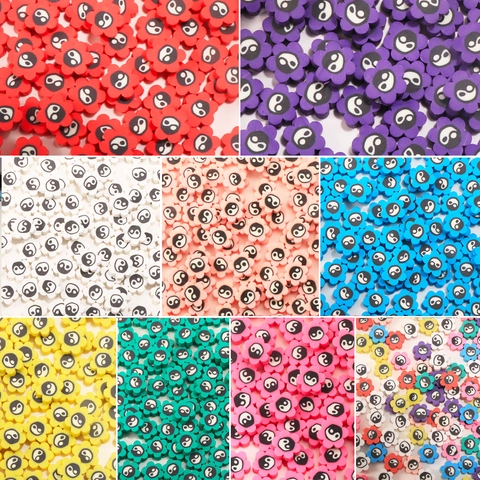 Tai Chi Yin Yang Flower Polymer Clay Loose Beads For DIY Bracelet Necklace Jewelry Making Handmade Colorful Spacer Beads