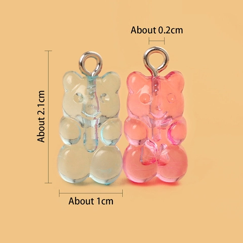 Acrylic Gummy Bear Pendants Candy Color Resin Style Animal Charms For DIY Necklace Bracelet Jewelry Making Accessories