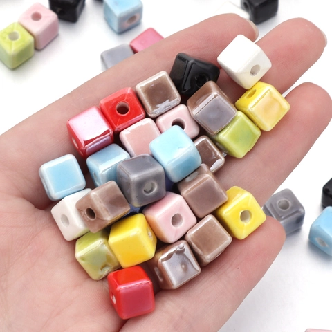 8mm Cube Ceramic Beads Colorful Glazed Porcelain Spacer Beads Square Cube Loose Beads For DIY Bracelet Jewelry Making