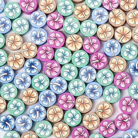 Fabrication de Bijoux DIY Perles en Pâte Polymère Fleur d'Hibiscus pour Bracelet Collier Fait Main Perles Florales