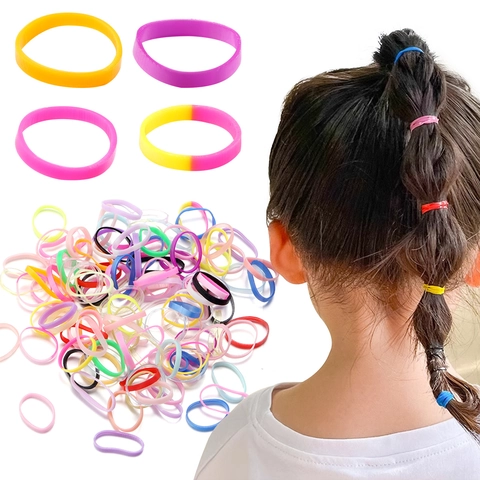 Elastici Monouso in Plastica Colorati Piccoli per Capelli Bambini Donna Treccine Alta Elasticità Mini Porta Coda
