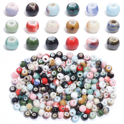 Ceramic Round Beads For DIY Jewelry Making Bracelet Necklace Handmade Craft Colorful Enamel Glazed Spacer Beads Accessories