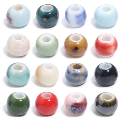 Ceramic Round Beads For DIY Jewelry Making Bracelet Necklace Handmade Craft Colorful Enamel Glazed Spacer Beads Accessories