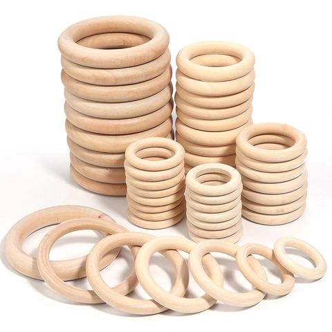 Natural Schima Superba Wood Rings For DIY Jewelry Making Handbags Scarf Rings Smooth Polished Unfinished Wooden Circles Craft Accessories