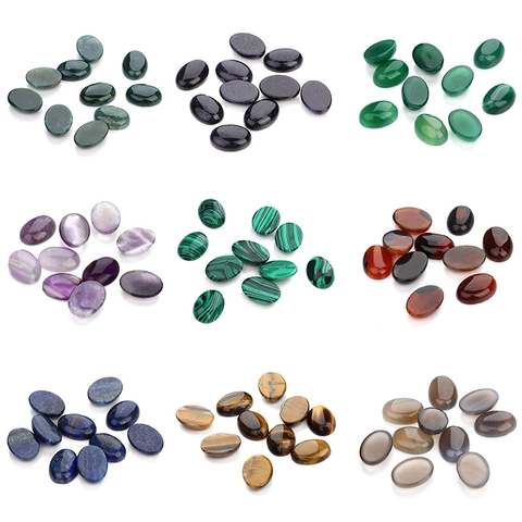 Cabochon en Pierre Gemme Ovale Poli Pierres Naturelles Améthyste Quartz Rose Oeil de Tigre Agate pour la Fabrication de Bijoux