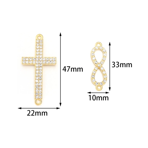 Hip Hop Zinklegierung Strass Kreuz Unendlichkeit Anhänger Für DIY Schmuckherstellung Gold Silber Plattierte Anhänger