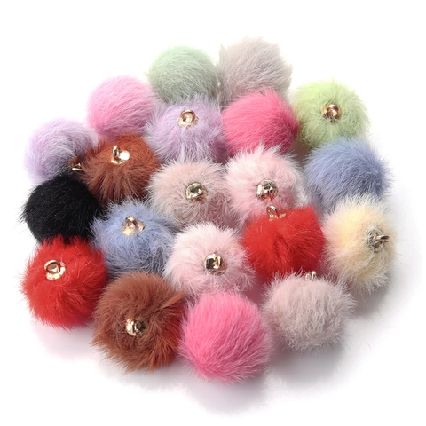 Colgantes de Bola de Piel de Visón Artificial Pequeños Pompones de Peluche Con Bucle de Metal para Hacer Joyas Pendientes DIY Accesorios de Ropa Juguetes