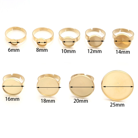 Adjustable Stainless Steel Round Ring Base For DIY Jewelry Making Bezel Settings Blank Tray Jewelry Component Gold Steel Color