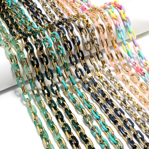 Fashion Acrylic Alloy Splicing Interlocking Chain For DIY Glasses Mask Necklaces Bag Straps Decoration Jewelry Chain