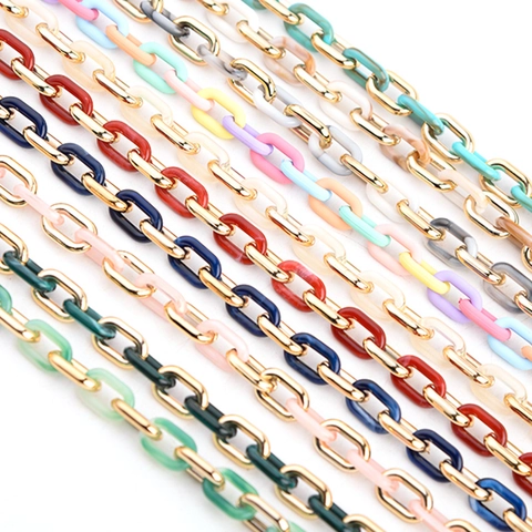 Fashion Acrylic Alloy Splicing Interlocking Chain For DIY Glasses Mask Necklaces Bag Straps Decoration Jewelry Chain