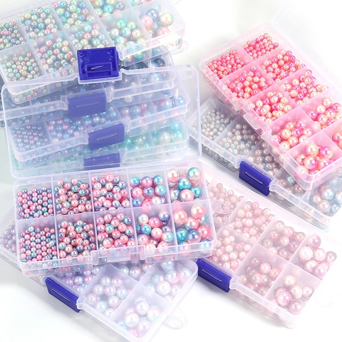 Kit di Strumenti Manuali per l'Incastonatura di Perle Con Perle Artificiali in ABS Sfumate Set Multigriglia per Accessori DIY